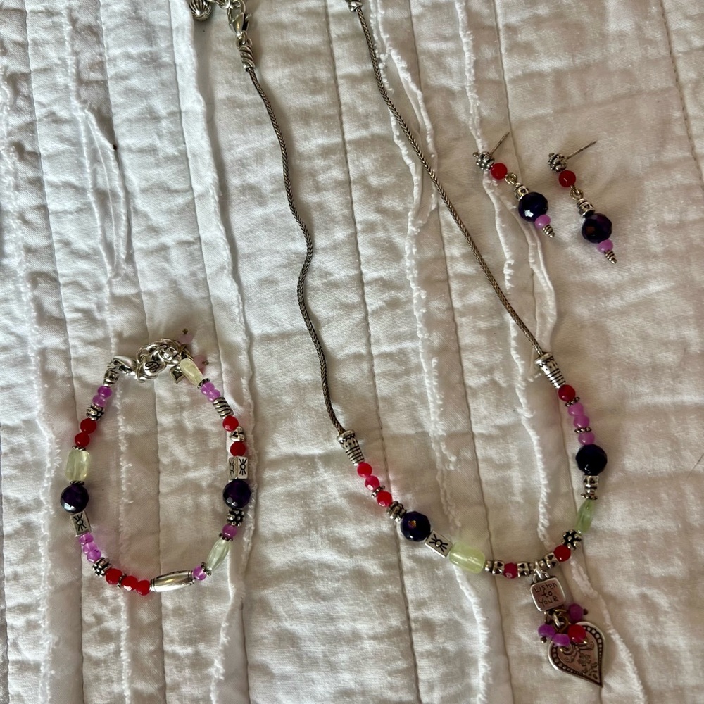 Brighton Jewelry Lot-Necklace Bracelet Earrings Signed Brighton Beaded